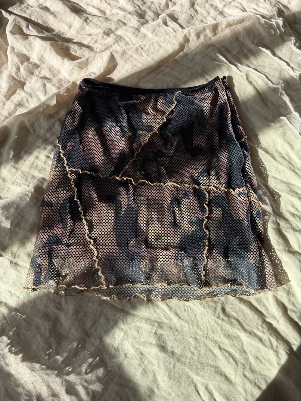 I.AM.GIA Black and Brown Mesh Patchwork Mini Skirt